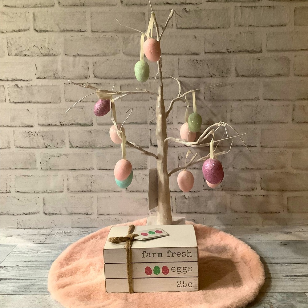 Farm Fresh Eggs Easter Book Stack Decor
